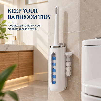 🧼 Disposable Toilet Brush Cleaning System with Replaceable Heads & Storage Holder