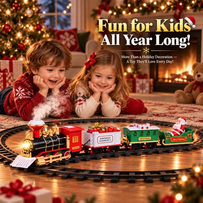 🎄 Magical Christmas Tree Train Set 🚂 – Lights, Sounds & Steam | 2-in-1 Holiday Décor & Kids' Toy