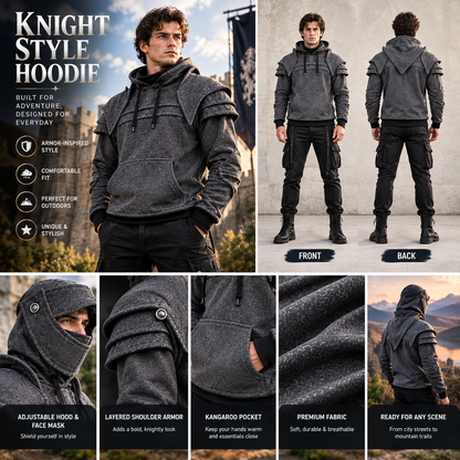 ⚔️ Become the Knight™ Armor-Inspired Hoodie – Medieval Fantasy Style for Everyday Wear