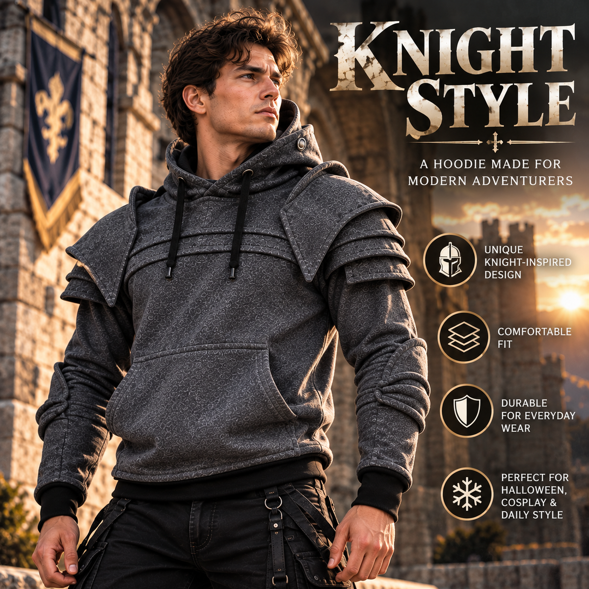⚔️ Become the Knight™ Armor-Inspired Hoodie – Medieval Fantasy Style for Everyday Wear