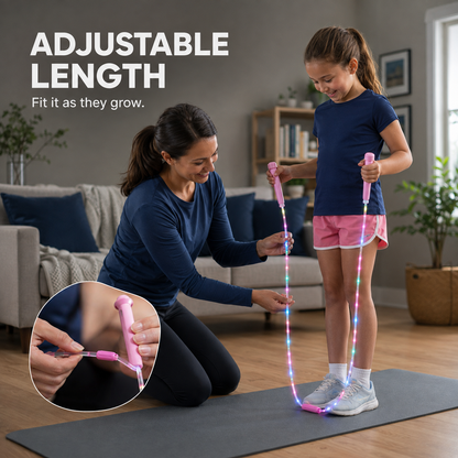 🌈 LED Light-Up Jump Rope for Kids – 3 Glow Modes & Adjustable Fit
