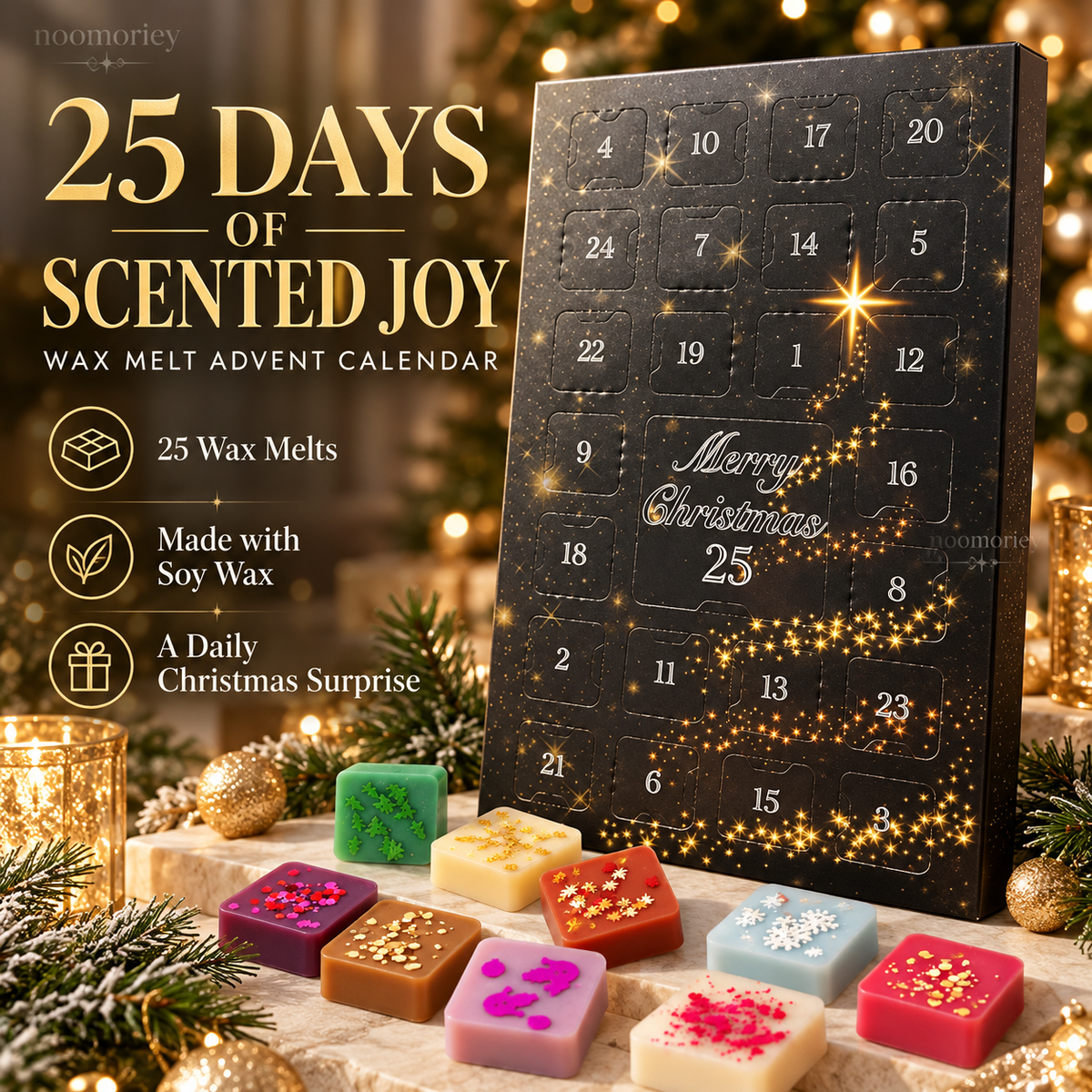 ⏰Only 50 Left!!!🚨—Available While Supplies Last.🎄 25-Day Luxury Wax Melt Advent Calendar – Scented Soy Wax Surprises for Cozy Christmas Moments 🎁