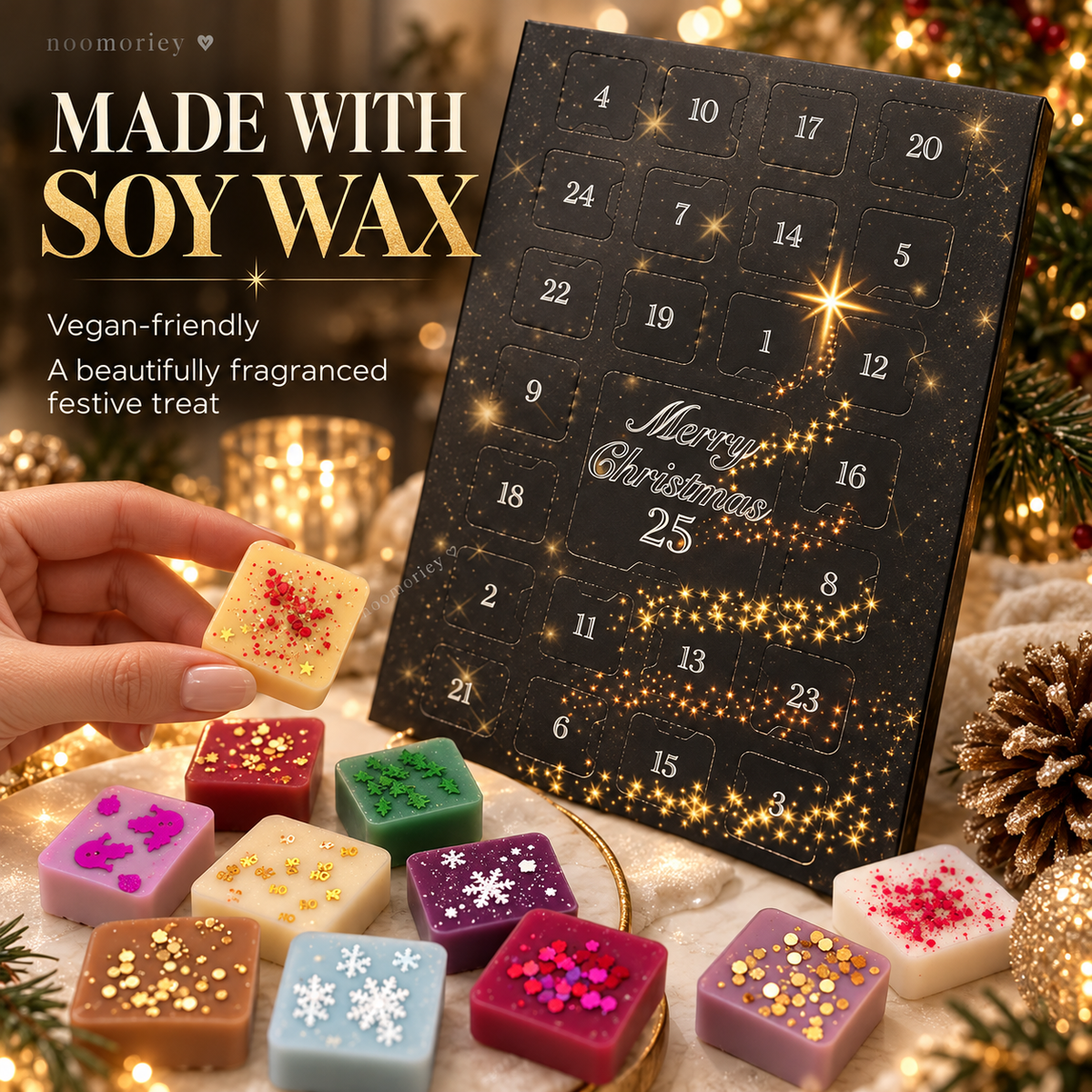 ⏰Only 50 Left!!!🚨—Available While Supplies Last.🎄 25-Day Luxury Wax Melt Advent Calendar – Scented Soy Wax Surprises for Cozy Christmas Moments 🎁