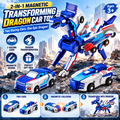 🚗2-in-1 Transforming Dragon Car Toy – Two Racing Cars Combine into a Mechanical Dragon