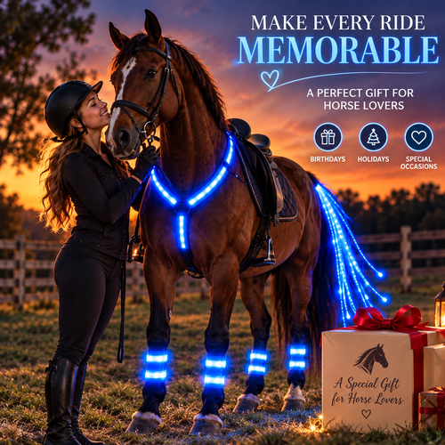 🔥Last Day 50%❤️🐎 LED Horse Night Riding Lights – Full-Body Glow Kit with Enhanced Visibility & 12 Lighting Modes
