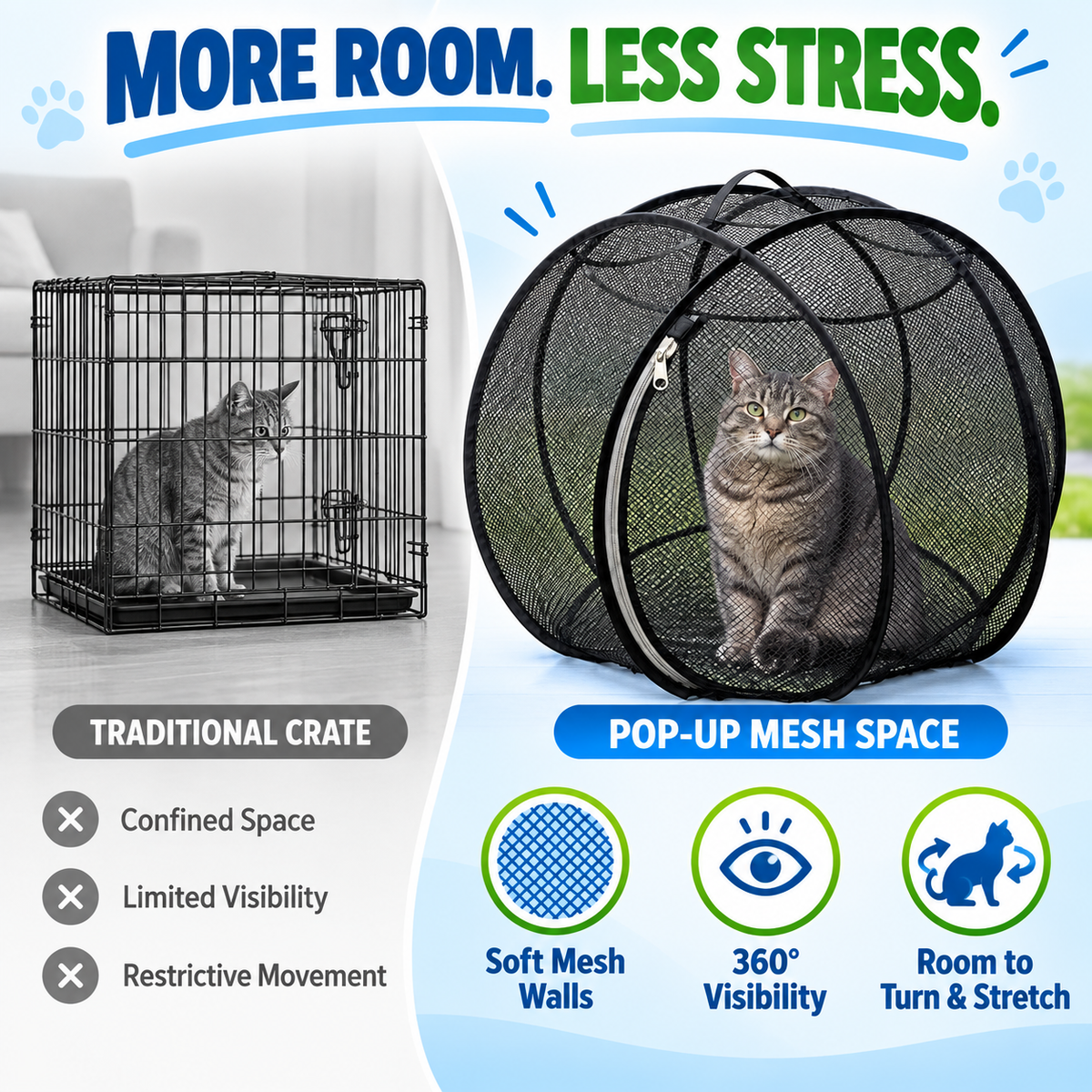 🐱 Pop-Up Cat Playpen – 32' Breathable Mesh Indoor & Outdoor Pet Enclosure
