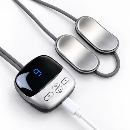 🔥Mini Necklace-Style Neck Massager — 4 Modes, 9 Intensity Levels, 3 Heat Settings, Smart Dual-Pulse Pendant Design!!!💆‍♀️✨