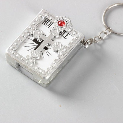 ✝️ Mini Holy Bible Keychain – Tiny Bible Book & Cross Faith Gift