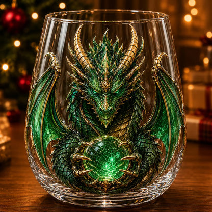 🐉 ✨ 3D Mythic Dragon Glass Art Cup | Luxury Raised Fantasy Glassware for Whiskey, Home Bar Décor & Legendary Gifts 🎁