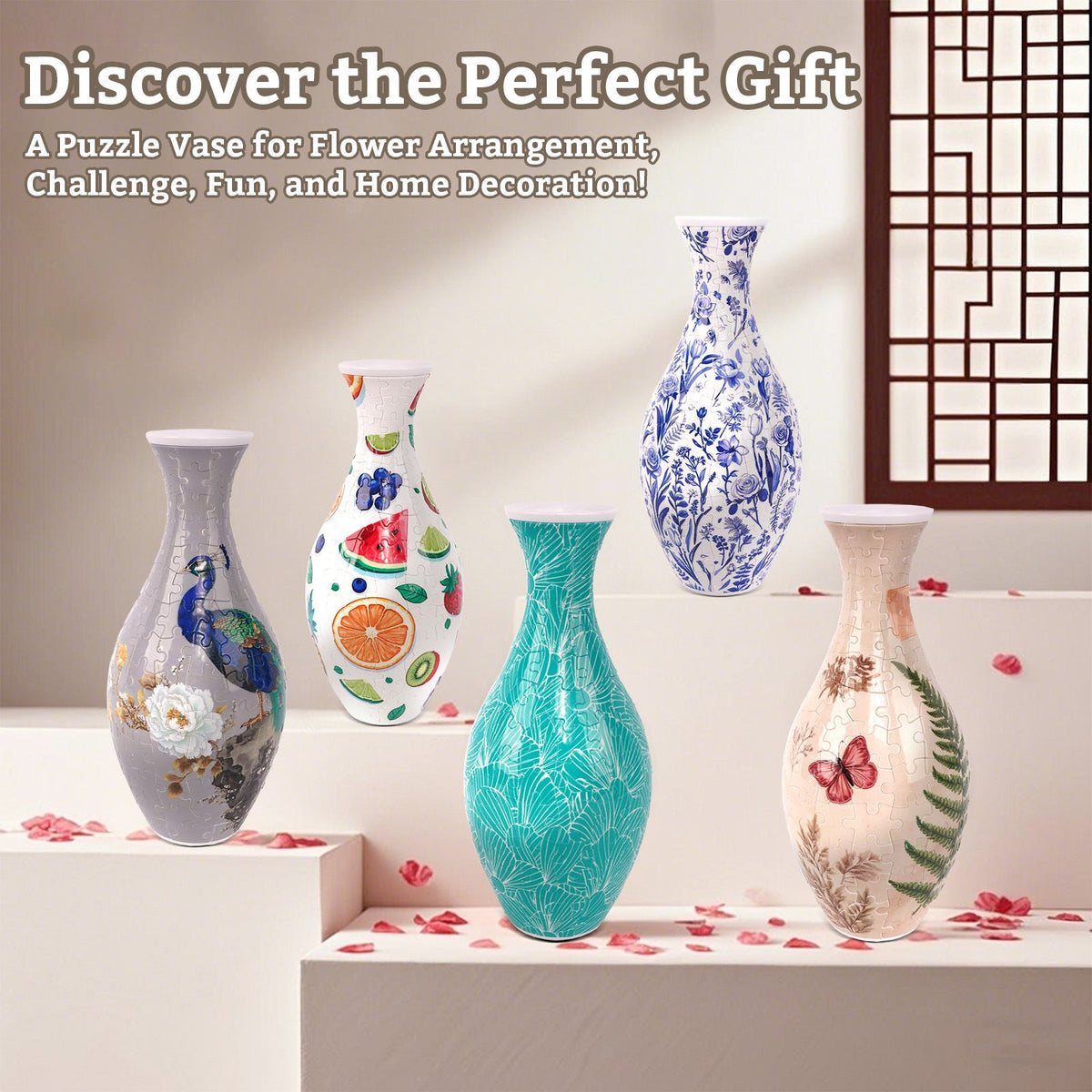🌷 160-Piece 3D Puzzle Vase – Build Your Own Real Flower Vase