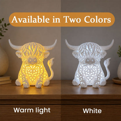 🐮 Highland Cow Tea Light Holder – Adorable Rustic Farmhouse Decor