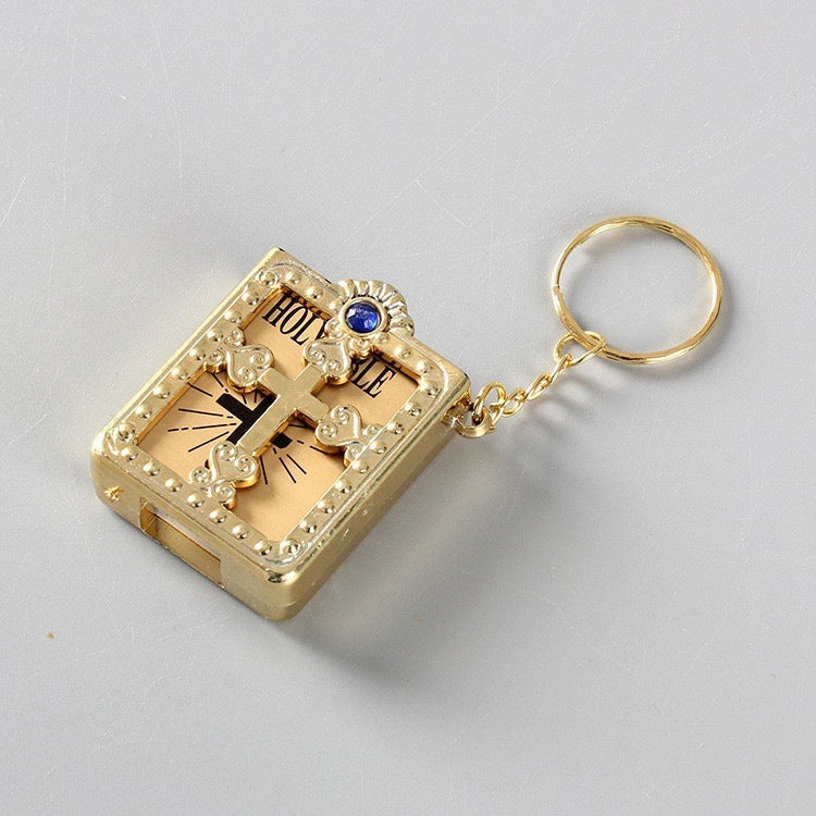 ✝️ Mini Holy Bible Keychain – Tiny Bible Book & Cross Faith Gift