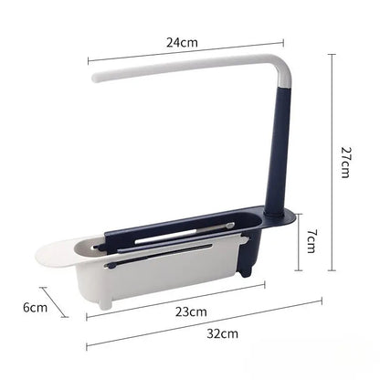 🧽 Telescopic Sink Storage Rack – Adjustable Draining Organizer with Towel Bar