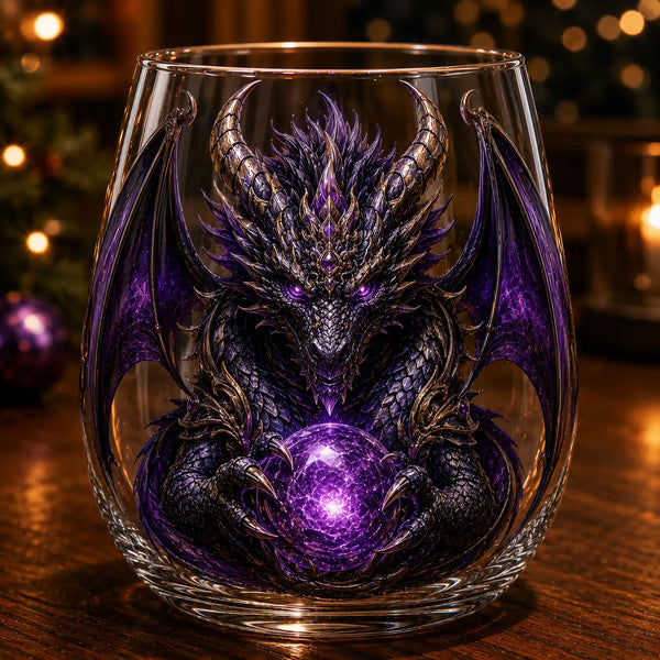 🐉 ✨ 3D Mythic Dragon Glass Art Cup | Luxury Raised Fantasy Glassware for Whiskey, Home Bar Décor & Legendary Gifts 🎁