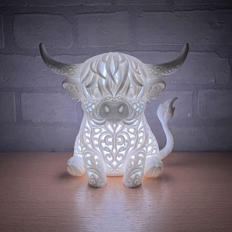 🐮 Highland Cow Tea Light Holder – Adorable Rustic Farmhouse Decor