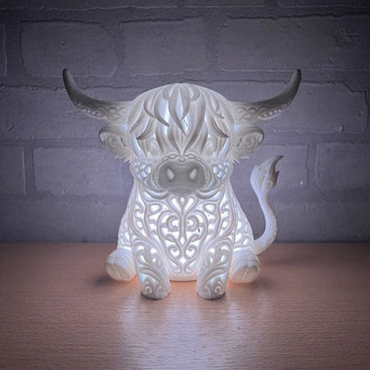 🐮 Highland Cow Tea Light Holder – Adorable Rustic Farmhouse Decor