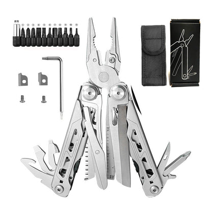 🚀16-in-1 Multitool with Large Scissors | Compact Outdoor Tool for Camping & Repairs