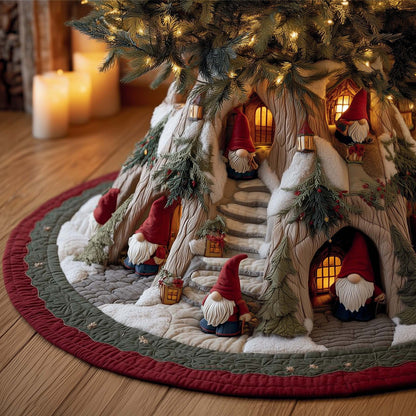 🎄 3D Illusion Quilted Christmas Tree Skirt – Festive Tree Base Decor