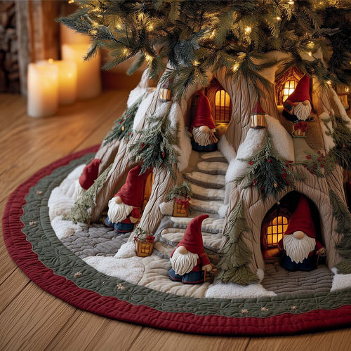 🎄 3D Illusion Quilted Christmas Tree Skirt – Festive Tree Base Decor