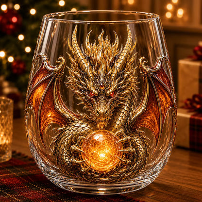 🐉 ✨ 3D Mythic Dragon Glass Art Cup | Luxury Raised Fantasy Glassware for Whiskey, Home Bar Décor & Legendary Gifts 🎁