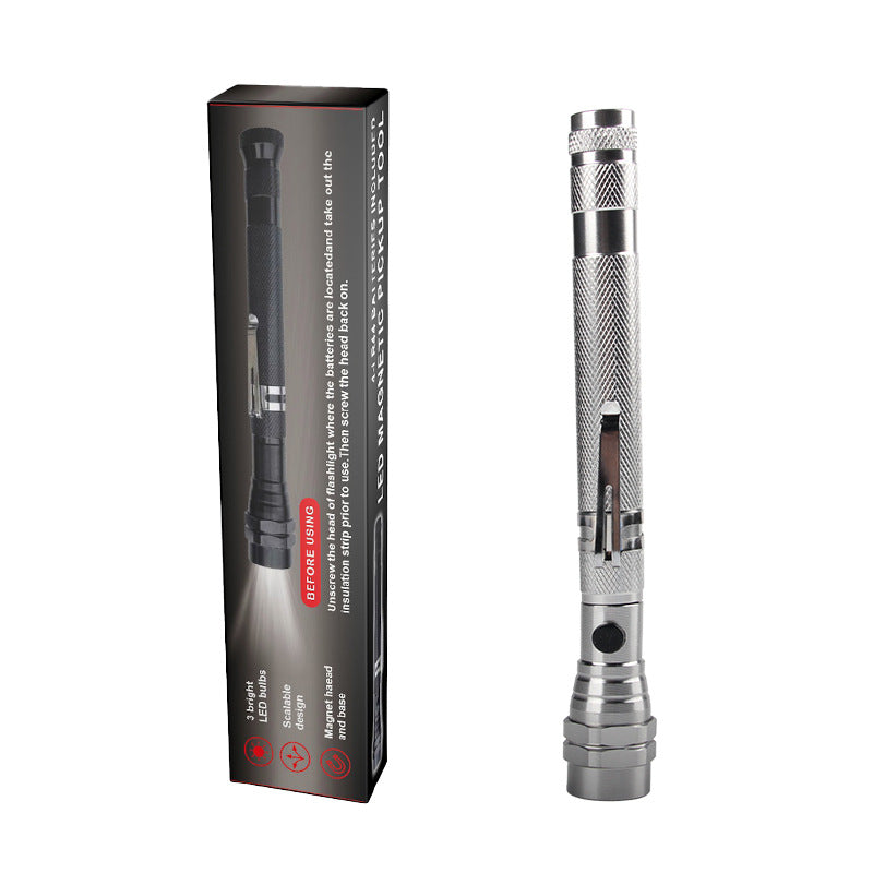 📢📢50% OFF !! ⏰🔦Multifunctional Magnetic Telescopic Flashlight – Extendable, 360° Gooseneck, Super Bright 🛠️