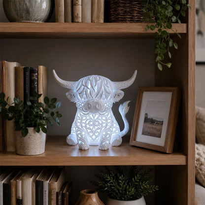 🐮 Highland Cow Tea Light Holder – Adorable Rustic Farmhouse Decor