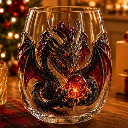 🐉 ✨ 3D Mythic Dragon Glass Art Cup | Luxury Raised Fantasy Glassware for Whiskey, Home Bar Décor & Legendary Gifts 🎁
