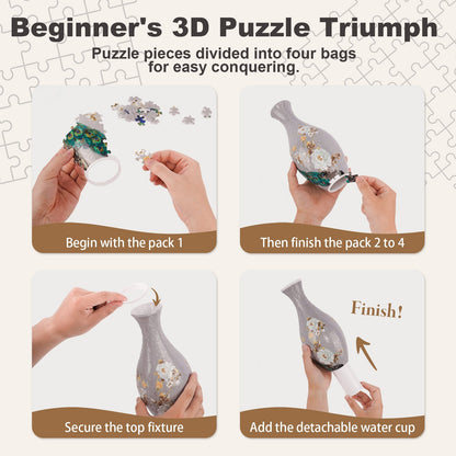 🌷 160-Piece 3D Puzzle Vase – Build Your Own Real Flower Vase