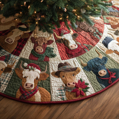 🎄 3D Illusion Quilted Christmas Tree Skirt – Festive Tree Base Decor