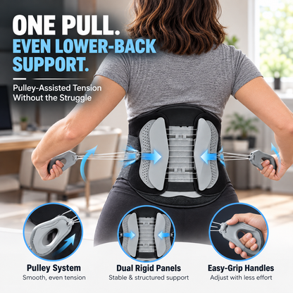 🔥 LAST DAY 50% OFF🛡️ Pulley Lumbar Support Brace – Adjustable Lower Back Support with Dual Rigid Panels