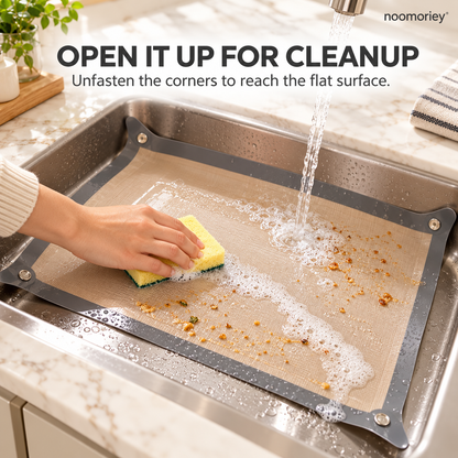 🍪✨ 2-in-1 Snap-Up Silicone Baking Mat – Nonstick Oven Liner for Easier Roasting & Cleanup 🍗