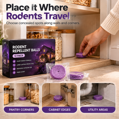 🌿🐭 12-Pack Rodent Repellent Discs – Plant-Based Scent Blend for Kitchen, Pantry & Home | Indoor & Outdoor Pest Deterrent 🏡