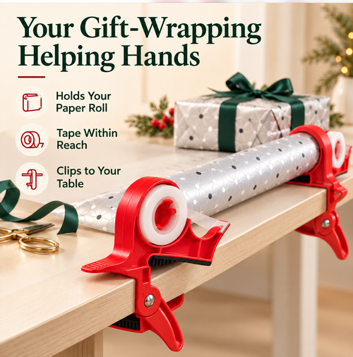 🔥🎄 Christmas Best Seller! 🎁 Gift-Wrapping Made Easy – Hands-Free Wrapping Paper Holder & Tape Dispenser ！！！✨