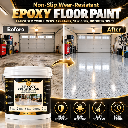 ✨ High-Gloss Marble-LookEpoxy Self-Leveling Floor Coating– Transform Garages, Basements, Courtyard & Workshops