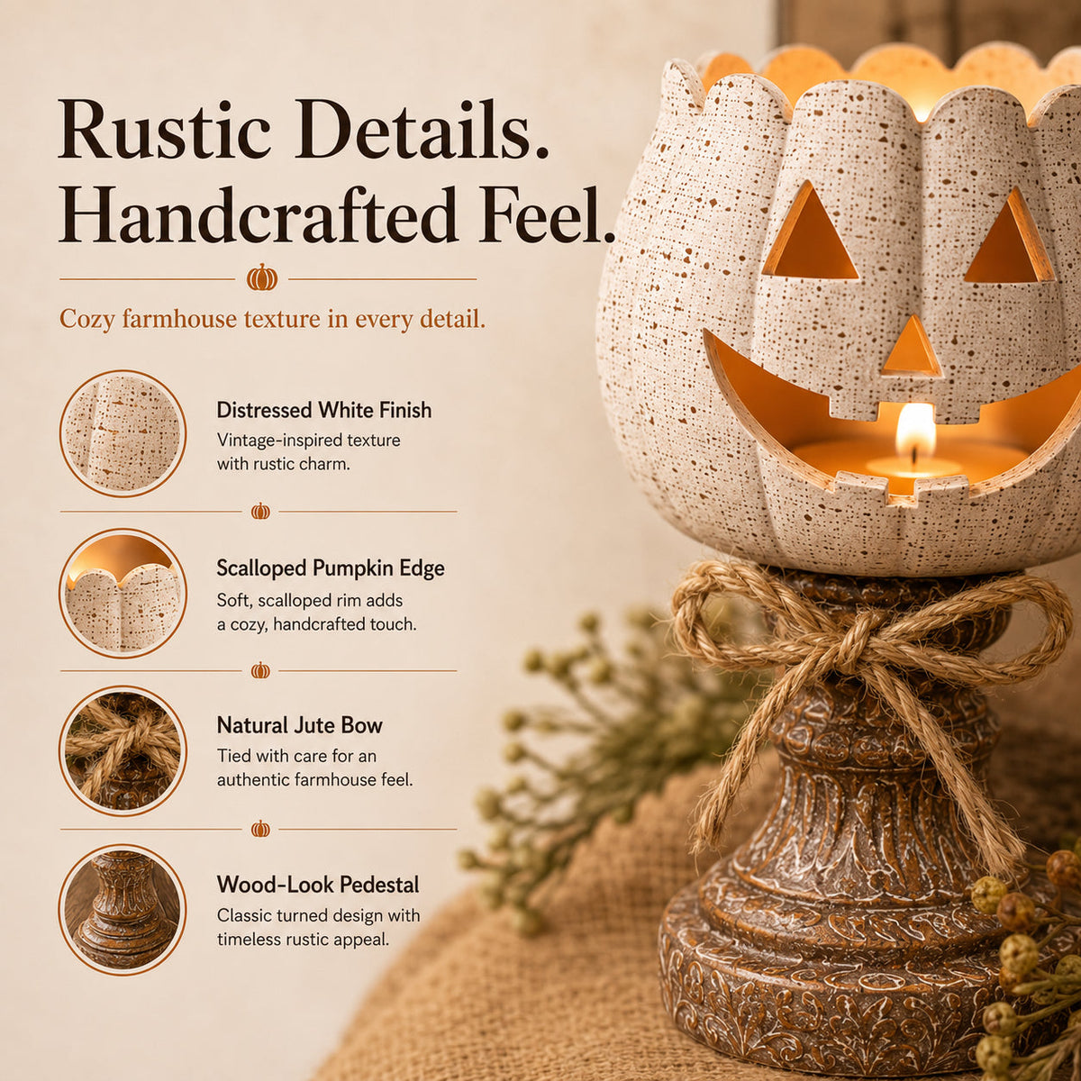 🍂 Rustic Pumpkin & Ghost Tealight Holders – Cozy Fall Candle Decor