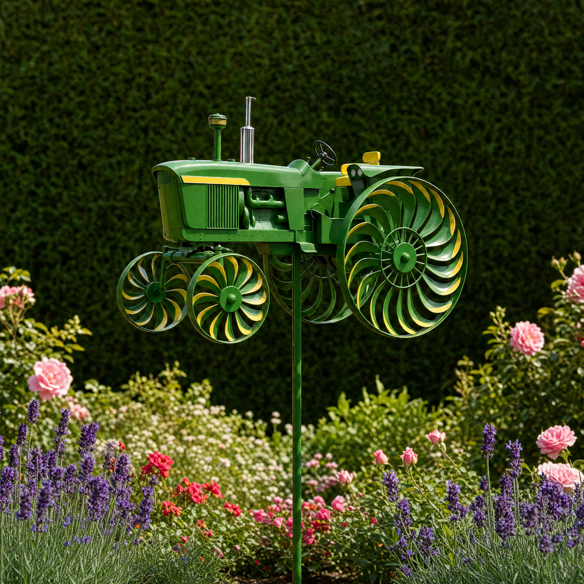 🚜 Vintage Tractor Wind Spinner – Metal Garden Yard Decor