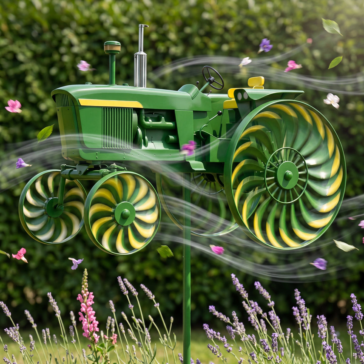 🚜 Vintage Tractor Wind Spinner – Metal Garden Yard Decor