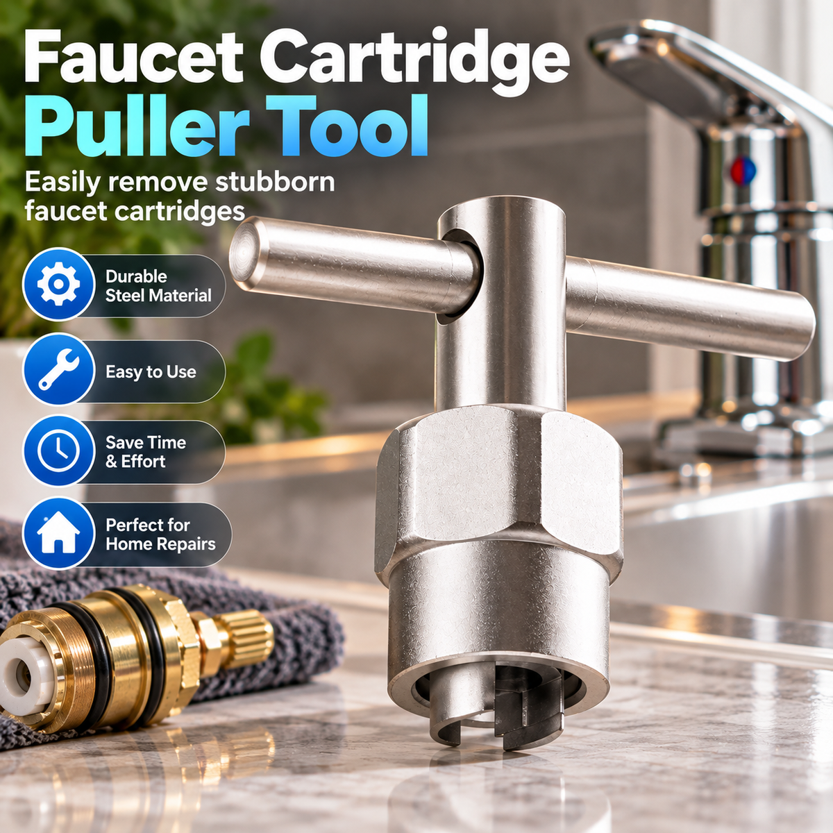 🚿🔧 Faucet Cartridge Puller Tool – Heavy-Duty T-Handle Shower Valve Cartridge Remover ✨