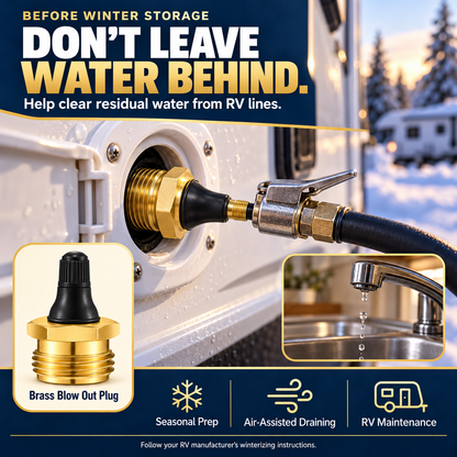🚐 Brass RV Blow Out Plug – Make Water Line Winterizing Easier