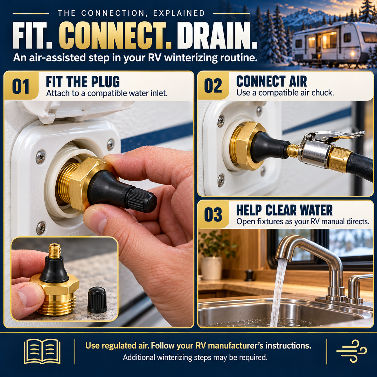 🚐 Brass RV Blow Out Plug – Make Water Line Winterizing Easier