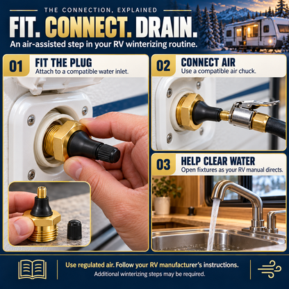 🚐 Brass RV Blow Out Plug – Make Water Line Winterizing Easier