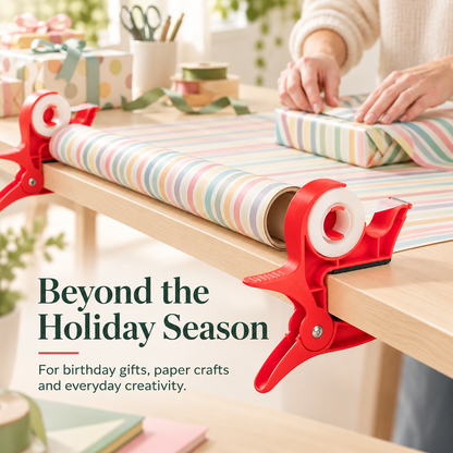 🔥🎄 Christmas Best Seller! 🎁 Gift-Wrapping Made Easy – Hands-Free Wrapping Paper Holder & Tape Dispenser ！！！✨