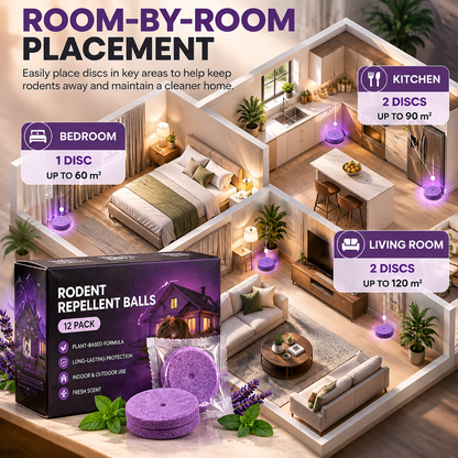 🌿🐭 12-Pack Rodent Repellent Discs – Plant-Based Scent Blend for Kitchen, Pantry & Home | Indoor & Outdoor Pest Deterrent 🏡