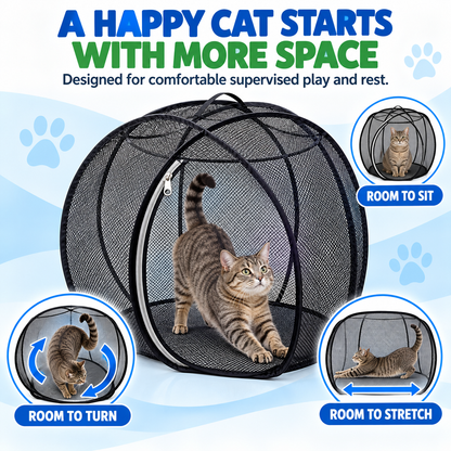 🐱 Pop-Up Cat Playpen – 32' Breathable Mesh Indoor & Outdoor Pet Enclosure