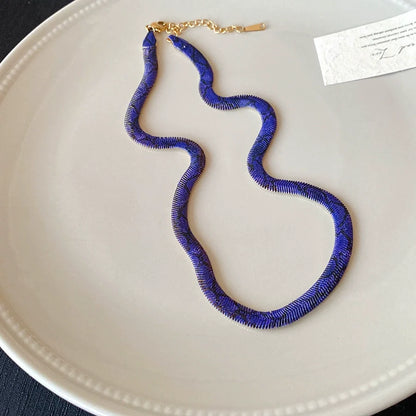 🐍 Patterned Snake Chain Necklace – Bold Sculptural Statement Jewelry