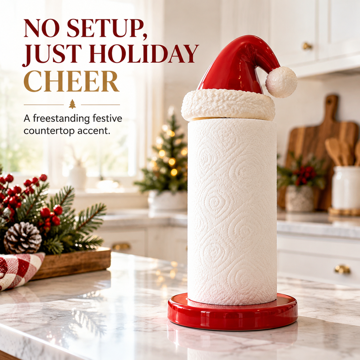 🎅 Santa Hat Christmas Paper Towel Holder | Festive Holiday Kitchen Decor 🎄