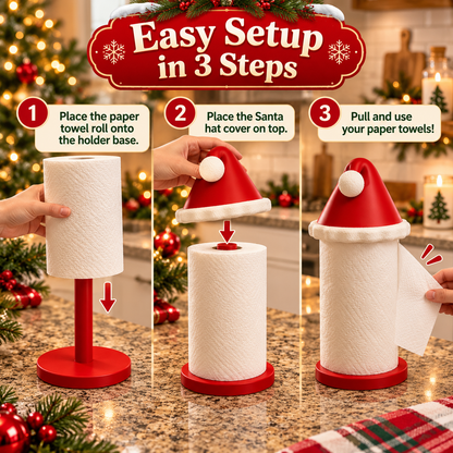 50% OFF🎅🎄 Santa Hat Paper Towel Holder – Festive Christmas Kitchen Decor 🎁