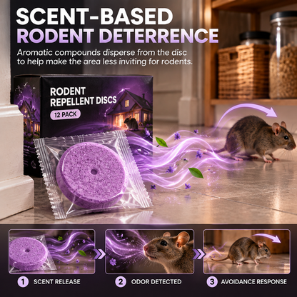 🌿🐭 12-Pack Rodent Repellent Discs – Plant-Based Scent Blend for Kitchen, Pantry & Home | Indoor & Outdoor Pest Deterrent 🏡