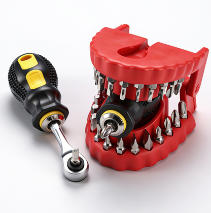 30-in-1 Tooth-Shaped Drill Bit Holder & Screwdriver Bit Set