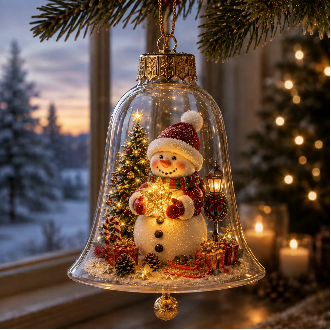 🎄 Glowing Christmas Story Ornament – Light-Up Mini Holiday Scene